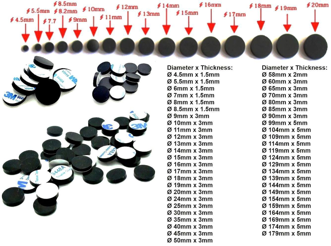 Patas de goma adhesiva a medida